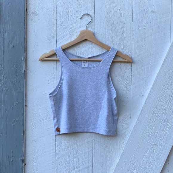 Tops - Grey Cotton Crop Top, Made in Canada, Size Medium